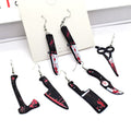 Silver Tone Bloody Weapon Printed Acrylic Hook Earrings view 1