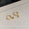 Gold Mini Huggie Hoop Small Heart Dangle Earrings Pair view 4