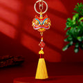 Enamel Lion Dance Head Tassel Keychains in Ten Bright Color Options view 7