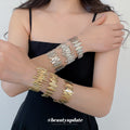 Irregular Geometric Open Cuff Bangles Gold Silver Metal view 1