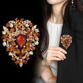 Silver Tone Heart Crystal Nine Designs Metal Brooch Pin view 3