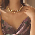 Gold Chunky Chain and Pearl Necklace With A Warm Gold-Tone Finish view 4