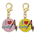 I Love Study Compass Pencil Enamel Lobster Clasp Keychain view 5