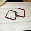 Deep Red Geometric Hoop Earrings In Three Bold Shapes view 8