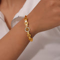 Evil Eye Rhombus And Tree Of Life Gold Steel Bangle Bracelets view 3