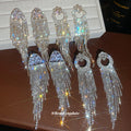 Rhinestone Circle Fringe Earrings in Four Long Designs view 1