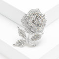 Crystal Rose Stem Brooch With Jeweled Leaves in Five Colorways view 10
