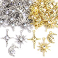 Crystal-Accented Gold Silver Moon Alloy Charms in 6 Styles view 5
