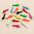 Colorful Enamel Chili Pepper Charms With Gold Tone Loops view 4