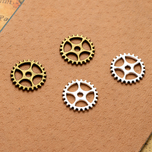 Openwork Gear Metal Charm shown in front detail view