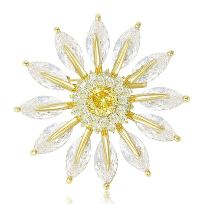 radiating daisy flower brooch shown from the front