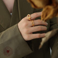 Gold And Steel Open Threaded Shackle Style Rings Size 7 view 3