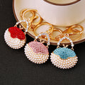 Round Pearl Handbag Keychains with Fortune Braided and Plain Loop Options view 4