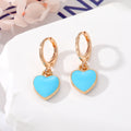 Gold Tone Small Enamel Heart Huggie Drop Earrings in Six Colors view 2