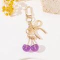 Glitter Resin Cherry Keychain with Gold-Tone Bow and Lobster Clasp view 9