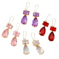 Rectangle and Teardrop Double Glass Dangle Earrings 4 Colors view 5
