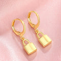 Gold Padlock Huggie Hoop Dangle Earrings Metal Alloy view 2