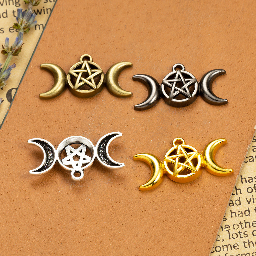 30x17mm Alloy Moon and Star Charm Pendant