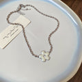 Silver Tone Enamel Flower Rhinestone Collar Necklace view 6