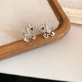 Gold and Silver Tone Open Rocking Horse Stud Earrings view 7