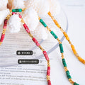 Gold Bead Natural Stone Tube Necklace Blue Yellow Red view 2