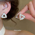 Gold Pearl White Enamel Stud Earring Set Five Pair Styles view 3
