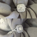 Round Cluster Halo Crystal Ring in Polished Metal Jewelry view 1
