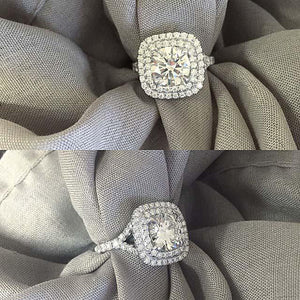 Round Cluster Halo Crystal Ring in Polished Metal Jewelry