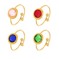 Gold Open Band Round Czech Glass Stone Rings Size Seven view 5
