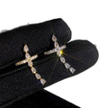 Crystal Cross Ear Cuff with Curved Drop in Gold and Silver Tones view 5
