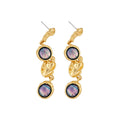Gold Gray Cabochon Link Necklace Drop Earrings 2 Styles view 5