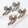 Antique Tone Crystal Ribbon Bow Brooch In Four Colorways view 1