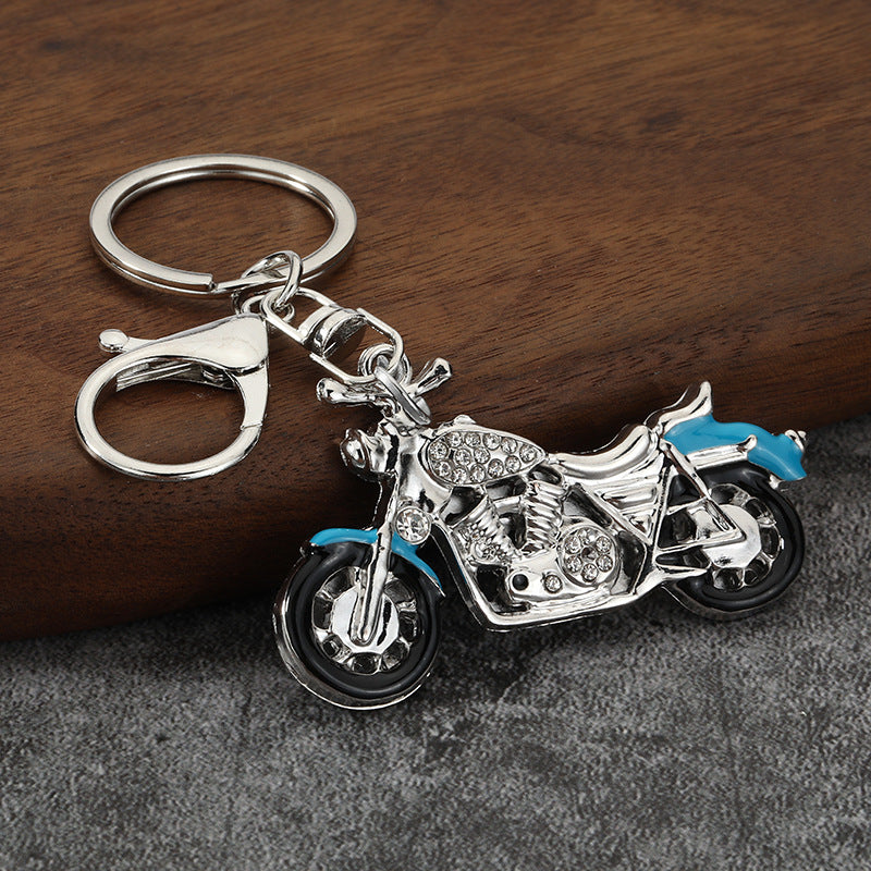 Rhinestone Motorcycle Metal Keychain Gift for Men