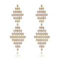 Silver Tone Geometric Crystal Tassel Geometric Crystal Two Designs Metal Dangle Earrings view 7