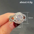 Silver Round Double Halo Split Shank Finger Ring 6-10 view 4