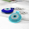 Large Rhinestone Evil Eye Round Tassel Bag Charm Keychains view 2