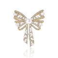 Openwork Bow Pearl Rhinestone Silver Gold Brooch Pin view 5