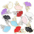 Enamel Ginkgo Leaf Charms with Pearls in Six Colors view 5