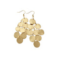 Layered Round Disc Hook Earrings in Gold and Silver Tones view 5