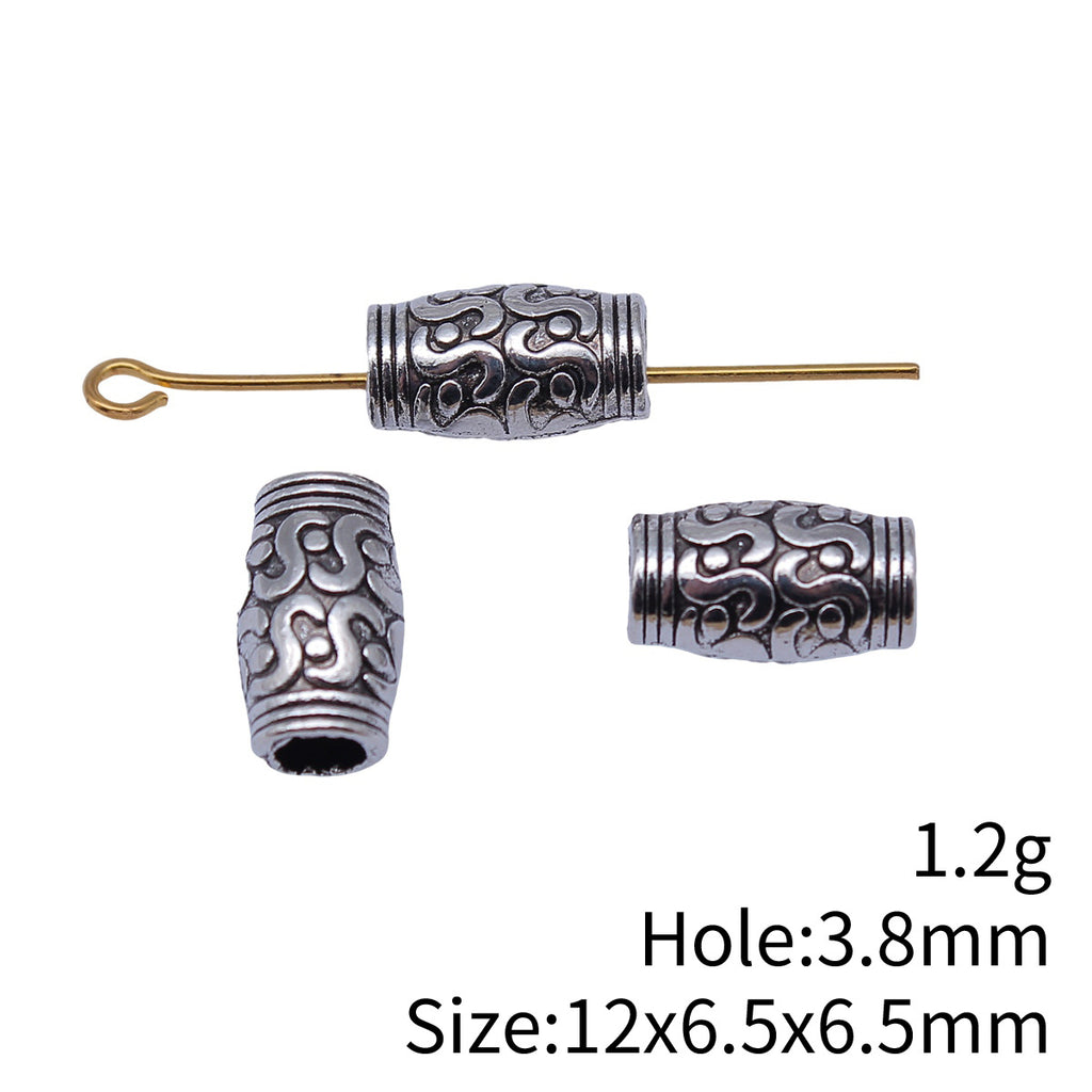 12x6.5x6.5mm 1.2g Multicolor Zinc Alloy Carved Tube Large Hole Spacer Beads for Bracelet Making
