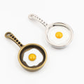 Fried Egg Frying Pan Enamel Charms in Two Antique Finishes view 5