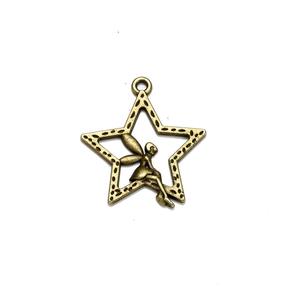 25mm Vintage Alloy Fairy Charm Pendant with Star and Butterfly