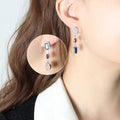 Asymmetric Crystal Glass Stone Drop Earrings Gold Or Steel view 7
