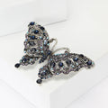 Antique Silver Hollow Butterfly Brooch Blue Multicolor Rhinestones view 3