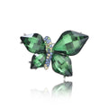 Green Faceted Crystal Butterfly Brooch Rhinestone Body view 1