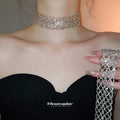 Open Lattice Mesh Wide Choker Necklace In Gold And Silver view 1