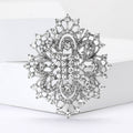 Silver Crystal Filigree Brooch Openwork Court Style view 1