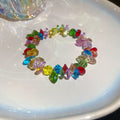 Multicolor Faceted Crystal Bead Stretch Bracelet Silver Necklace view 6