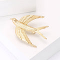 Textured Gold Tone Flying Swallow Bird Brooch Jewelry view 4