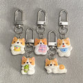 Resin Corgi Dog Keychains Silver Lobster Clasp 5 Poses view 1
